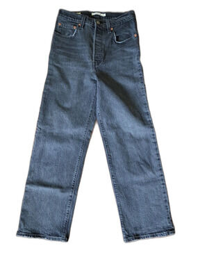 Levi's Womens Ribcage Straight-Leg Black Button Fly Jeans 27
